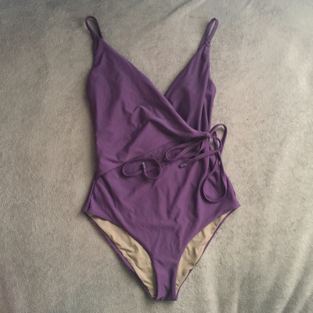 Diane Von Furstenburg Purple Wrap Swimsuit